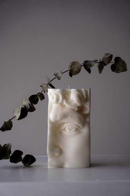 David half gezicht sculptuurlijke sojakaars